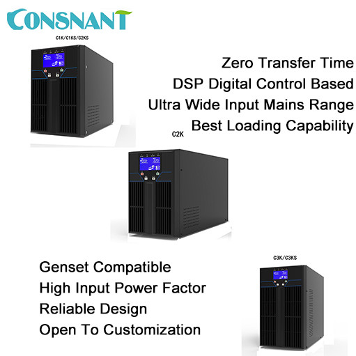 Sistem UPS Frekuensi Tinggi 70HZ Online, Transfer Nol, Konversi Ganda PFC